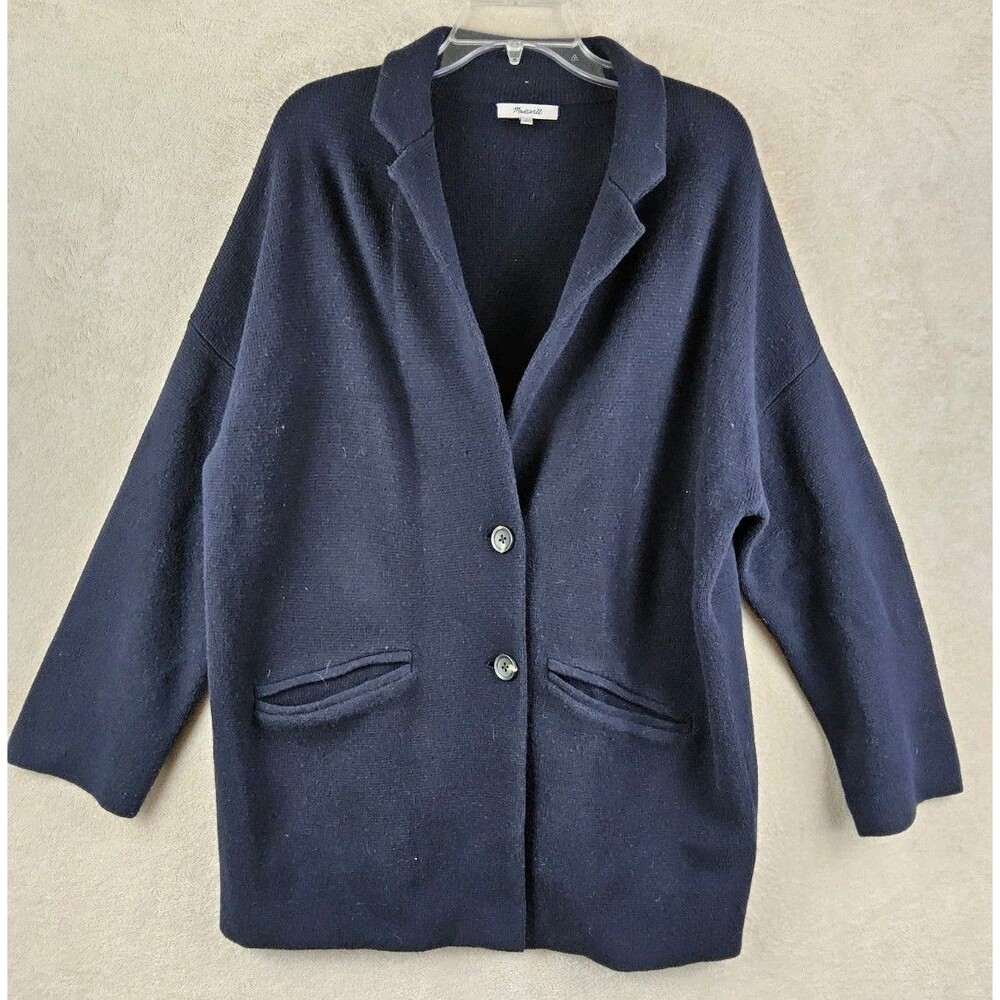 Madewell Women's 100% Merino Wool Button Front Collared Cardigan Sweater Size L